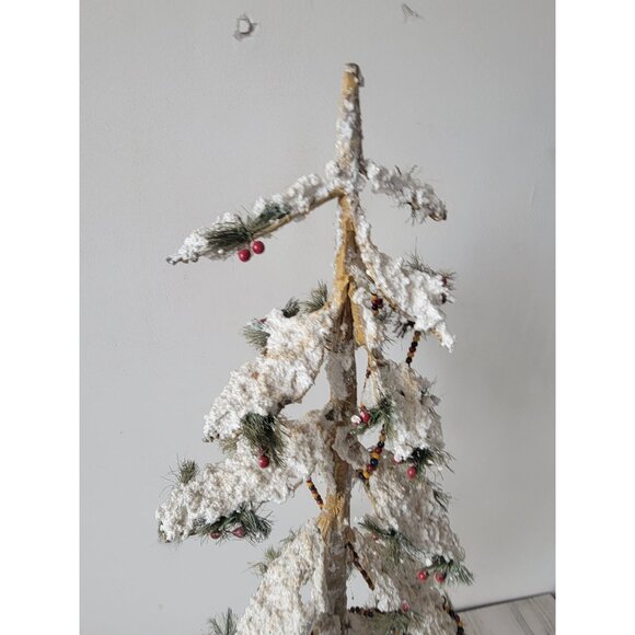 Large skinny tree branch cranberry glitter Xmas home decor vintage - Picture 6 of 14